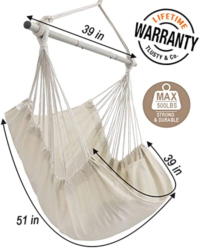 Miztli Hammock Chair Hanging Chair Swing Chair Hanging Chair For Bedroom Indoor Outdoor- Max 500 Lbs－Steel Spreader Bar With Anti-Slip Rings #TOP5