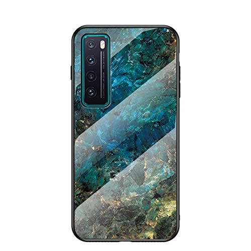 MadBee Funda para Huawei Nova 7 [con Protector de Pantalla],9H Cristal Templado [Mármol] [Resistente a los Arañazos] + Borde de TPU Silicona Suave Fundas Case Cover (Mármol 3)