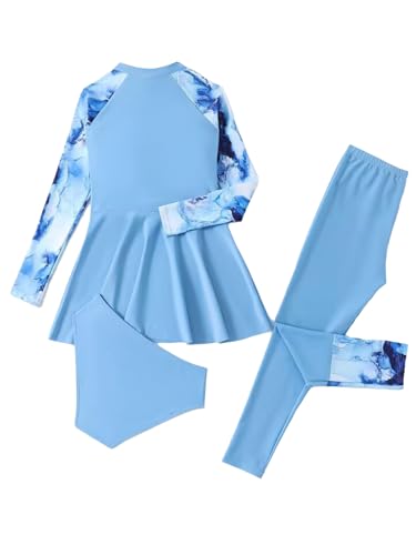 Hansber Girls Swim Dress with Pants Briefs Set Rash Guard Swimsuit Summer Seaside Beachwear Long Sleeve Bathing Suit2