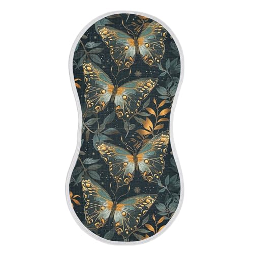 xigua Butterfly Leaves Baby Burp Cloths for Newborn Boys and Girls 1 Pack, Soft & Absorbent Cotton Baby Burp Cloth, Baby Washcloths, Newborn Towel, Burp Rags