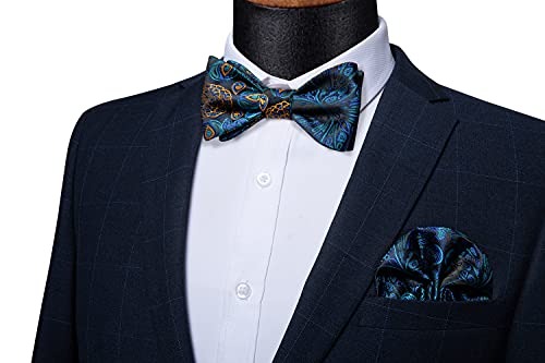 Image of DiBanGu Mens Silk Self Bow Tie Set 4PCS for Tuxedo Wedding