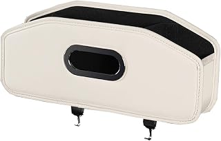 Multifunctional Car Back Seat Storage Box for Abarth Monster Energy 2020-2023, Foldable Drink Cup with Hooks Holder Keep Tidy Car Tissue Holder,White