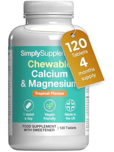 Calcium & Magnesium Chewable Tablets | Supports Bone Strength, Muscle Function & Energy | Tasty Tropical Flavour | Vegan Friendly | 120 Tablets = 4 Months’ Supply | GMP-Certified & UK-Made