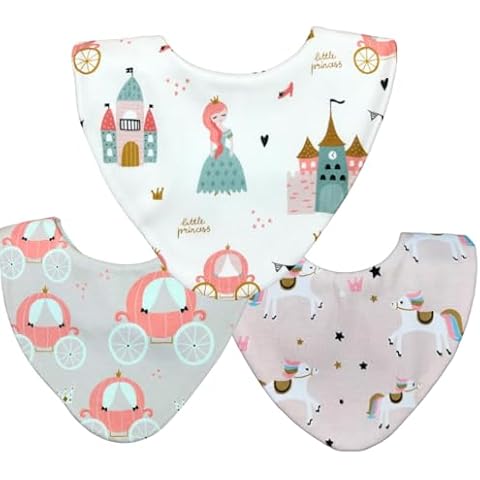 Bibbilyboo Waterproof Baby Dribble Bibs, Princess 3 Pack Cover