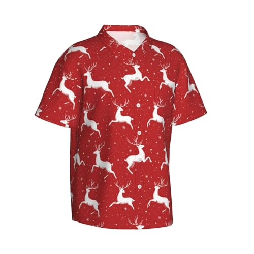 Chemise hawaïenne cerf rouge pour homme - Style plage à manches courtes