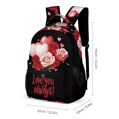 Valentines Love You Always Travel Backpack Casual Daypack Shoulder Bag with Adjustable Shoulder Straps2