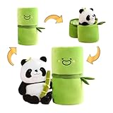 WFLWLHH 9.8' Panda Stuffed Animal, Cute Panda Plush Holding Bamboo, Panda & Bamboo Tube Two-Piece Set, Gluttonous Panda Plushies Living in Bamboo, for Boy Girl Gift Birthday Decorations Party Favors