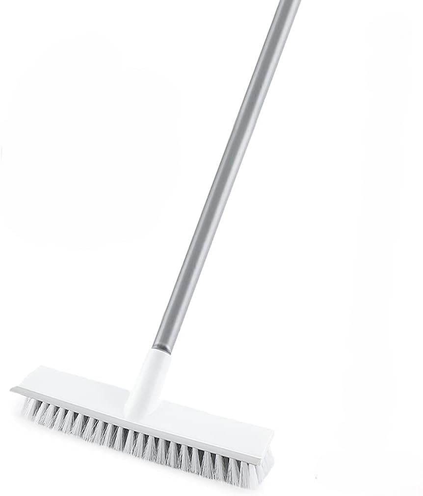 ONEFLESH Bathroom Cleaning Brush with Wiper - Efficient 2-in-1 Scrubber for Tiles, Floors, and Walls - Long Handle, White-picture-15