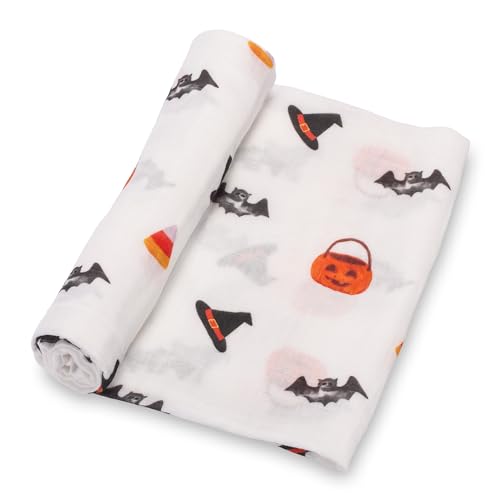 Image of LollyBanks Swaddle Blanket, 100% Cotton Baby Blanket, Soft Muslin Swaddle Blankets 47 x 47 Inches, Nursery Swaddling Blankets for Boys and Girls, Baby Essentials, Registry (Halloween Print)