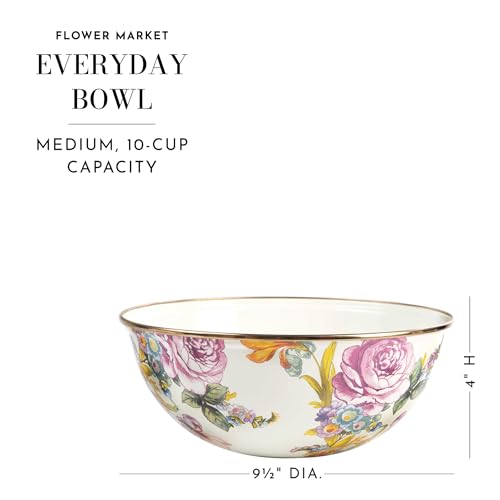 MACKENZIE-CHILDS-White-Flower-Market-Enamel-Everyday-Bowl-Medium-Serving-Bowl-for-Cereal-Soup-Fruit-or-Salad