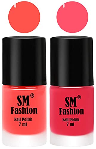 Image of Long Lasting Nail Polish | Nail Paint Combo 7 ml Each) - Set of 2 Baby Pink-Dark Pink