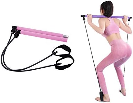 PURFUN Pilates Bar Kit with Resistance Band Portable Yoga Stick Home Gym Exersice Total Body Workout Bar with Foot Loop for Dance, Fitness, Bodybuilding, Glute Training, Muscle Toning