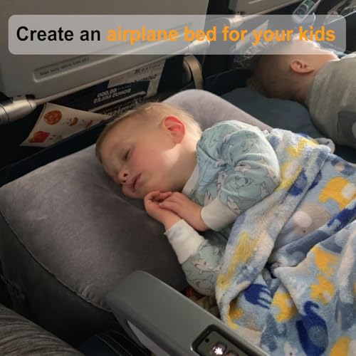 Inflatable Foot Rest/Leg Pillow | Adjustable Height | Make a Flat Bed for Kids and Toddlers | Great for Airplane, Train, car,Travel (Grey, 2 Pack) - Image 5