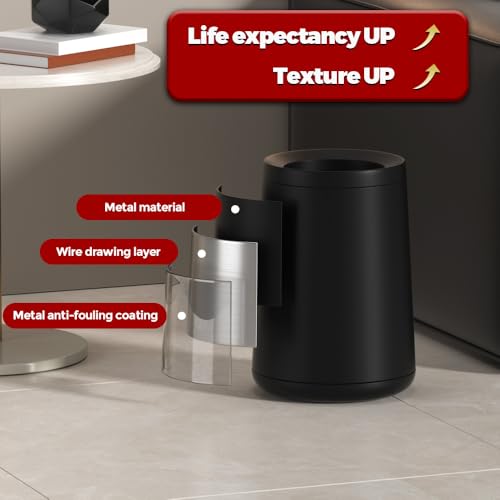 Caneca de basura negra de acero inoxidable 10L miniatura 5
