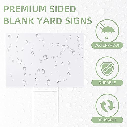 Ohiyoo 12 Pack Blank Yard Signs With Stakes, 17 X 12 In Diy Blank Lawn Signs Custom Yard Signs With Stakes, White Corrugated Plastic Yard Signs For Party Decorations Picket Sign Kit (White) #TOP2