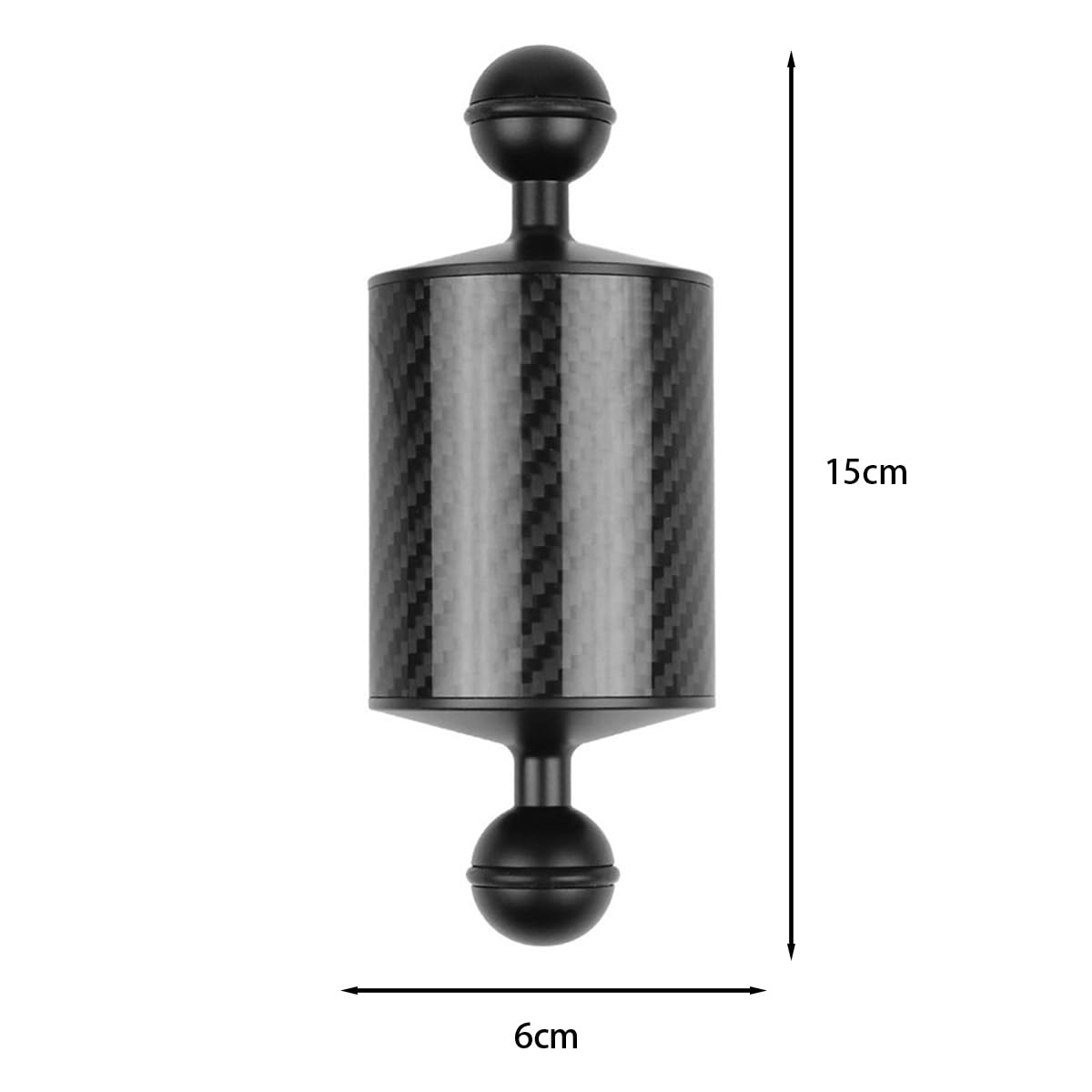 Ludom Bras flottant en fibre de carbone pour système d'éclairage ultra-léger à flottabilité sous-marine de 1 pouce pour plateau de plongée (noir, diamètre 60 mm, 5")