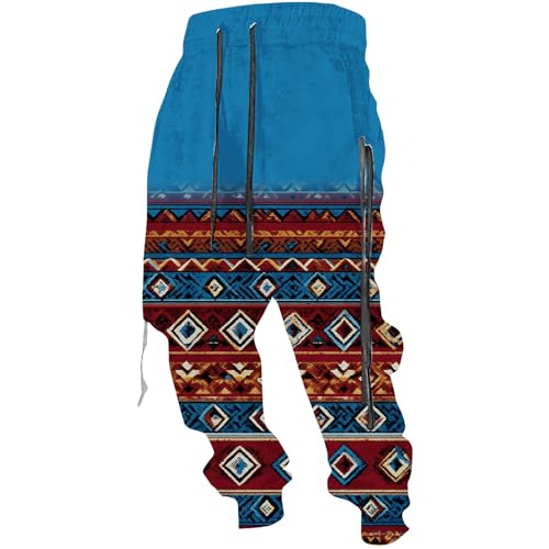 Men's Casual Cargo Pants Western Aztec Joggers Sweatpants Elastic Drawstring Athletic Trousers Hiking Tactical Pants