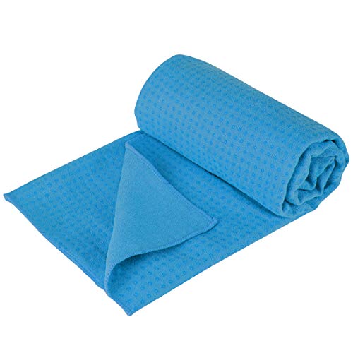 Ultrasport - Toalla Antideslizante para Esterilla de Gimnasia/Yoga, 180 x 60 cm, Azul