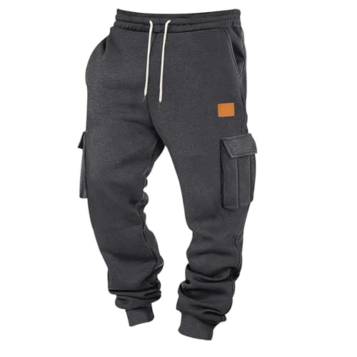 GOFULY Men's Cargo Pants Elastic Waist Drawstring Baggy Sweatpants with Multi Pockets Sweat Pants Fleece Joggers Trouser2