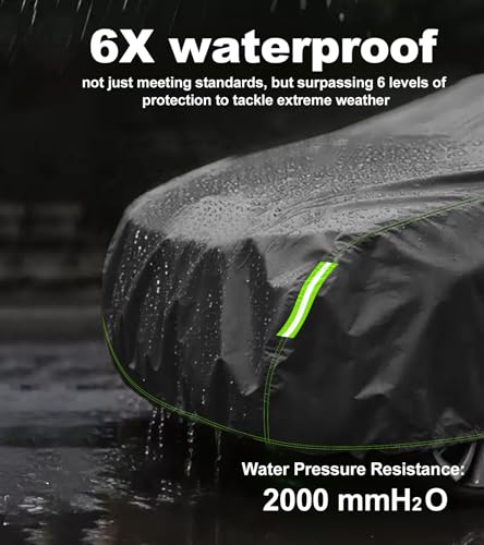 Image of Custom Fit for Jeep Compass Car Cover 2007-2026 Compact SUV Covers 100% Waterproof with Zipper Door & Side Mirror Pockets All Weather Snowproof Rain Hail UV Protection Outdoor Full Cover