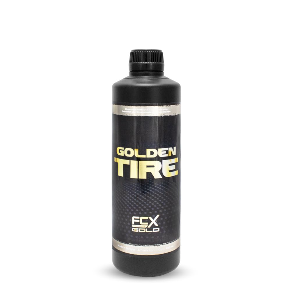 FCX GOLD Golden Tire 500ml Super Lustrant pour Pneus Voiture Noir Intense, Rénovateur Restaurateur Nouvelle Formule Plus Puissante et Durable, Hydratant Protection UV Produit Detailing Professionnel