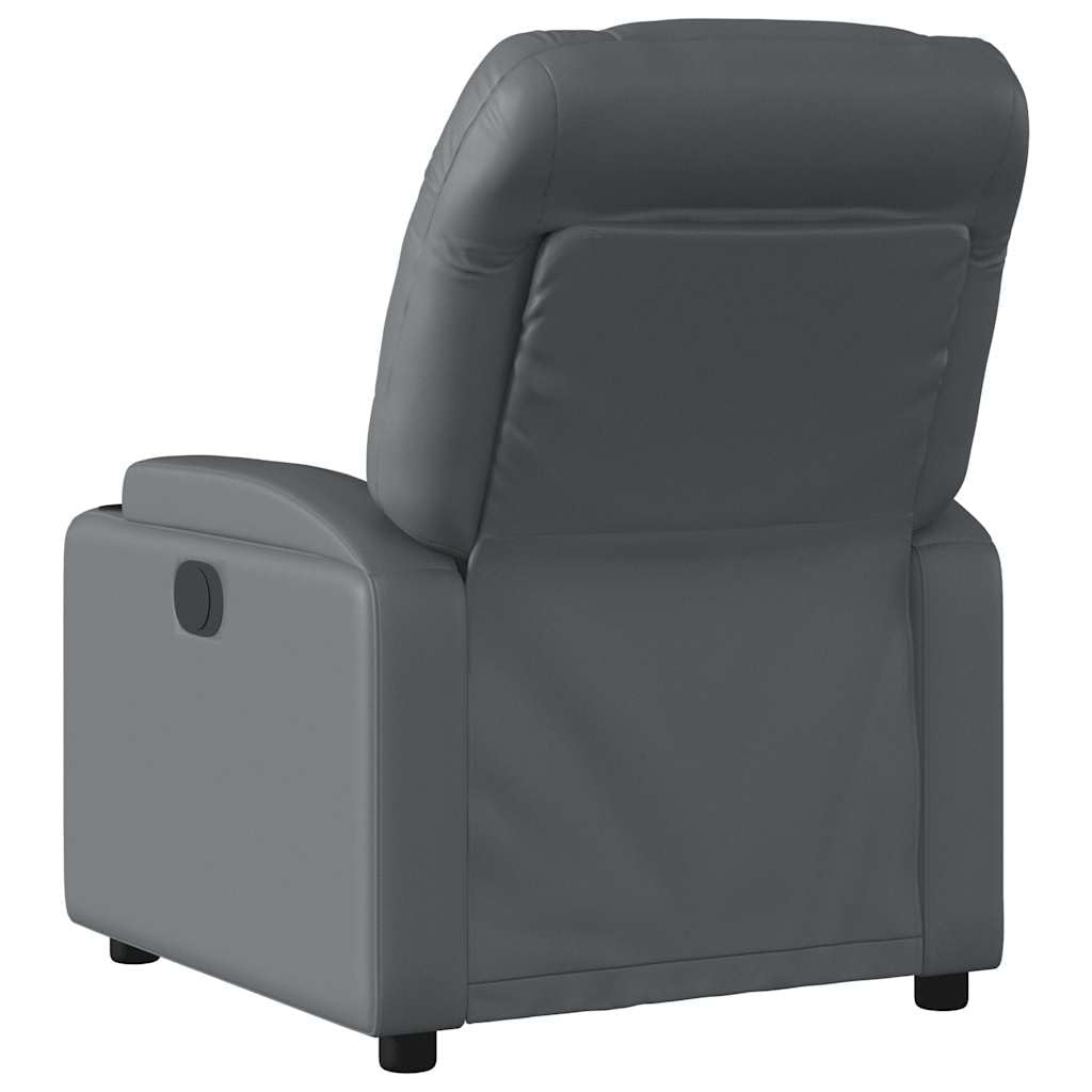 Sillón de masaje eléctrico gris de piel sintética con 6 puntos de vibración y motor eléctrico, sillón relax con reposapiés y respaldo hasta 135 grados