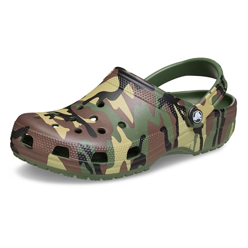 Image of Crocs, Unisex, Classic Clog Seasonal Graphic, Army Green Camo, Men 5, Women 7, Medium