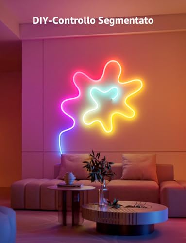 N1 AI Smart Neon Strisica LED 3 metri,Compatibile Alexa/Google Home,Impermeabile Flessibile Esterno Neon LED,Progettista Illuminazione AI Personalizzato,Sync Musicale RGBIC,Natale Decorazioni - Illuminazione - Immagine 1