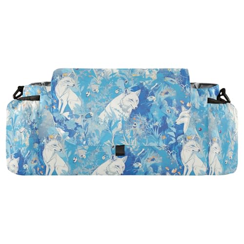 miaozhen Jungle Animal Fox Blue large stroller organizer bag diaper caddy organizer towel gancho para carriola bolsa para carreola