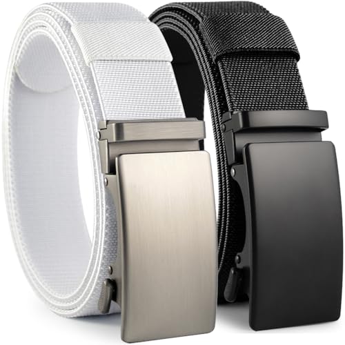 Ratchet Golf Belt for Men 2 pack, Utility Nylon Web Tactical Belt Waist, Adjustable Trim to Fit Belt Outdoor