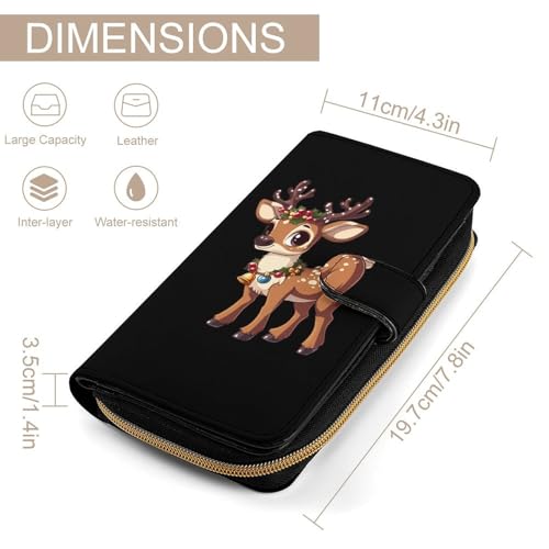 Cute Christmas Reindeer Women's Wallets Leather Fold Clutch Wallet Credit Card Holder Ladies Travel Purse2