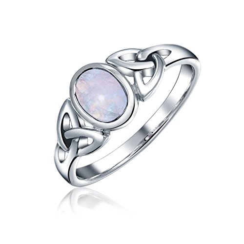 Bling Jewelry Trinidad Nudo Triquetra Celta Arcoiris Moonstone Anillo Mujer Adolescente Plata Esterlina 925 Junio Piedra Nacimiento