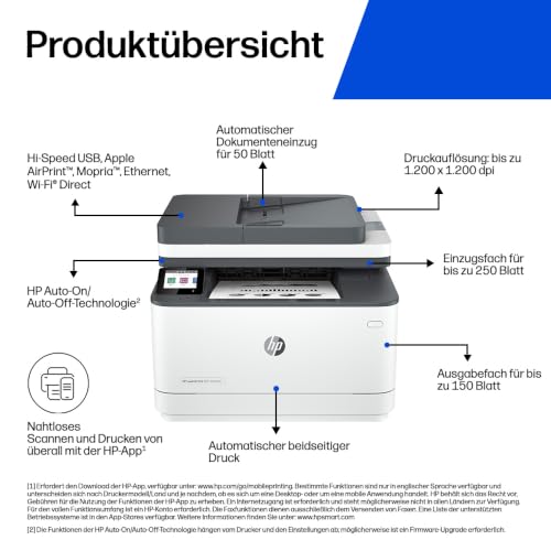HP LaserJet Pro MFP 3102fdw Multifunktions-Laserdrucker, Automatischer Duplex, Hohe Druckgeschwindigkeiten, WLAN, Ethernet, USB Hi-Speed… – Ansicht 3