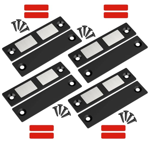 4 Pack Magnetic Door Catch Black, Heavy Duty Cabinet Latch, 30 Lb Cabinet Drawer Door Magnets, Kitchen Magnets Closures