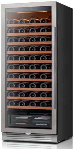 Image of Ca'Lefort 24 Inch Wine Fridge, 90 Bottle Built-In Wine Cooler Refrigerator | 55-Inch Tall Wine Cellar, Quiet Inverter Compressor, Precise 40-65F Temperature Control, Glide-Out Shelves & Storage Drawer
