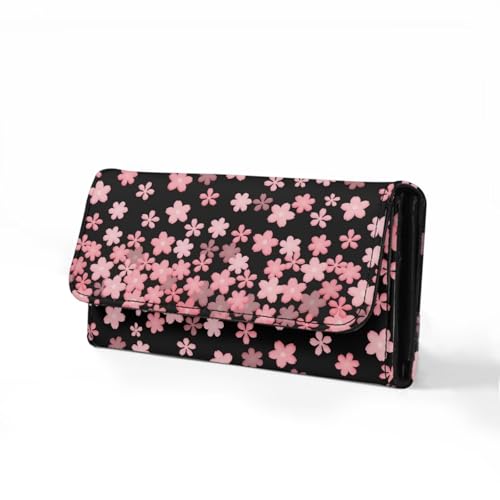 Image of AFPANQZ Womens Wallets, Cherry Blossom Leather Trifold Multi Card Holder Slots Wallet, Elegant Clutch Phone Holder Trifold Purses Zip Coins Pocket, Buckle Closure Clutch