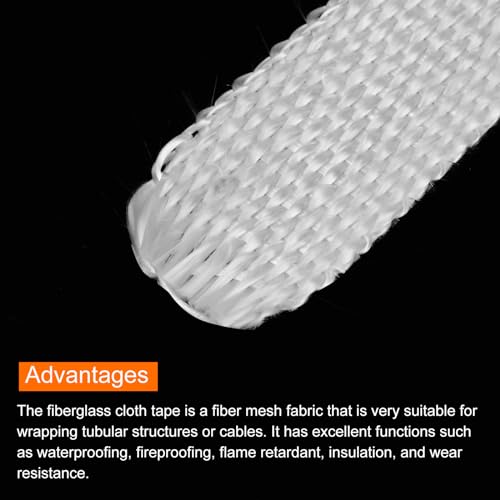 Image of MECCANIXITY 1pcs Fiberglass Cloth Tape 30m(33 Yard) x30mmx1.5mm E Glass Fiber Fiberglass Mesh Glass Fiber Mesh Woven Fiberglass Fabrics Insulation Tape for Reinforcement Repair