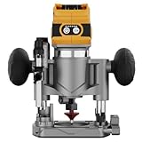 Compact Router Plunge/Fixed Base Kit (Tool Only), Compatible with Dewalt 20V 60V MAX Battery, Cordless, Brushless, Variable Speed, Wood Plam Router Tool For Woodworking, 12 PCS 1/4'Router Bits