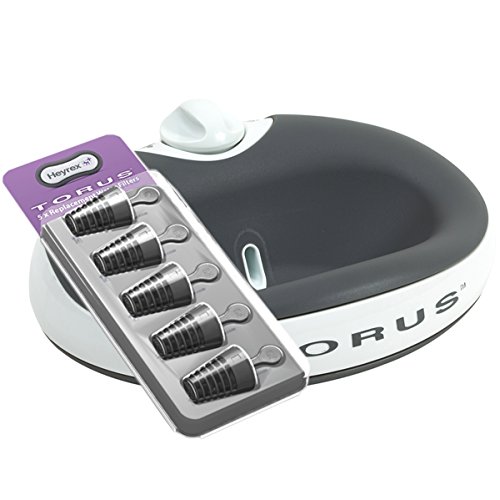 Heyrex Torus Self-Filling Pet Water Bowl, 1 Liter, Portable, Carbon-Filtered with Filter 5-Pack