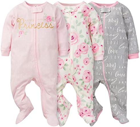 Gerber Baby Girls 3-Pack Sleep 'N Play, Pink Floral, 6-9 Months