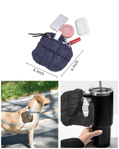 Image of Large Quilted Puffer Tote Bag for Women with Mini Pouch Puffy Crossbody Bags Purse Hobo Puff Shoulder Carryall Gym Travel