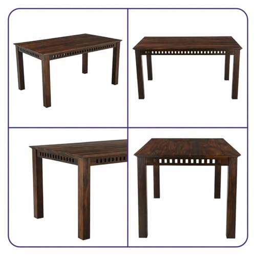 Image of UK FURNITURE Solid Sheesham Wood Dining Table Set with 6 Chairs | Wooden Dinner Table Set for Dinning Room Home & Hotel| Modern Dining Room Set | DIY (Walnut 6s, 6 Seater)