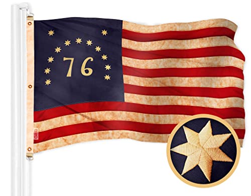 G128 Bennington Tea-Stained Flag | 6x10 Ft | Embroidered 420D Polyester - Embroidered Stars, Sewn Stripes, Brass Grommets, Indoor/Outdoor, Vibrant Colors, Quality Polyester