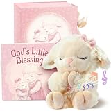Baptism Gifts for Girl, Catholic Christening, Baby Dedication & Baptismal Gift Set for Baby Girls & Kids - with 9' Musical Praying Lamb Plush Toy & God's Little Blessing Book in Keepsake Box