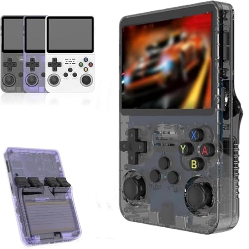R36S Retro Handheld Game Console, 3.5 Inch IPS Screen Linux System, Built-in 64/128 GB Classic Play System, Black