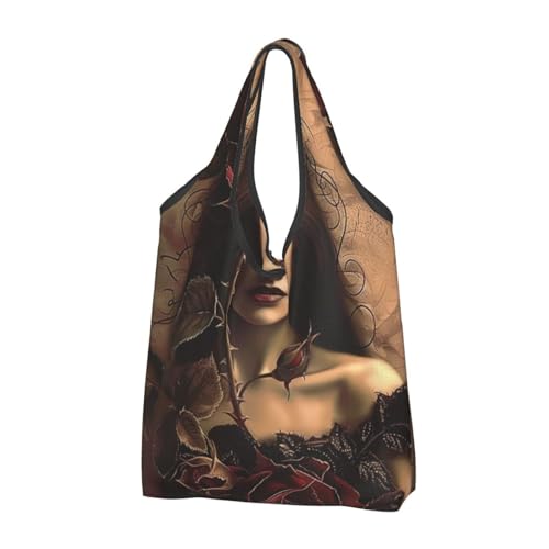 Sac a provisions pliable au motif rose gothique pour le shopping