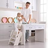 hoopyosms Taburete Plegable Niños, Escalera Plegable de 3 Pasos, Altura...