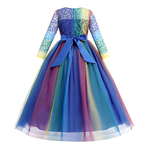 Image of Girls Flower Vintage Floral Lace 3 /4 Sleeves Floor Length Dress Wedding Party Evening Formal Pegeant Dance Gown