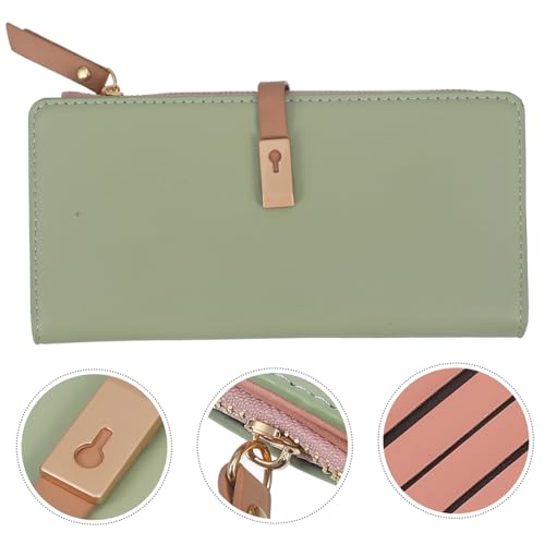 Fashion Pu Leather Long Wallet Clutch Purse for Women Zipper Closure Card Holder Light Green Compact and Convenient for and Travel3