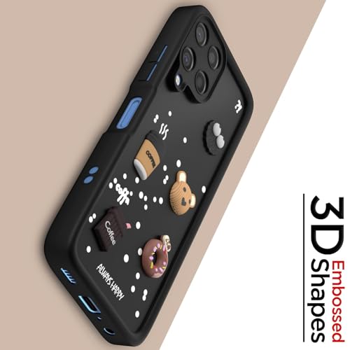 Image of Compatible for Samsung Galaxy M32 4G Cute Fun 3D Ball Cartoon Coffee Liquid Silicone Soft Case Phone Case Back Cover for Samsung Galaxy M32 4G (Black)